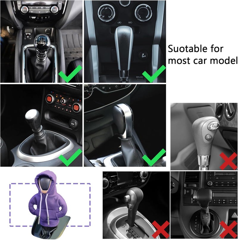vvag Gear Shift Hoodie,Universal Shift Knob Hoodie, 4.7 Inch Car Shifter Stick Protector Decoration, Funny Hoodie Car Gear Shift Cover, Auto Interior Accessories Shifter Hoodie (Purple) - Image 4